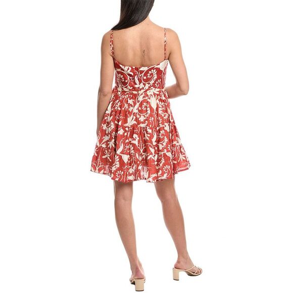 Agua By Agua Bendita Womens Linen Mini Dress, Red - Picture 2 of 3